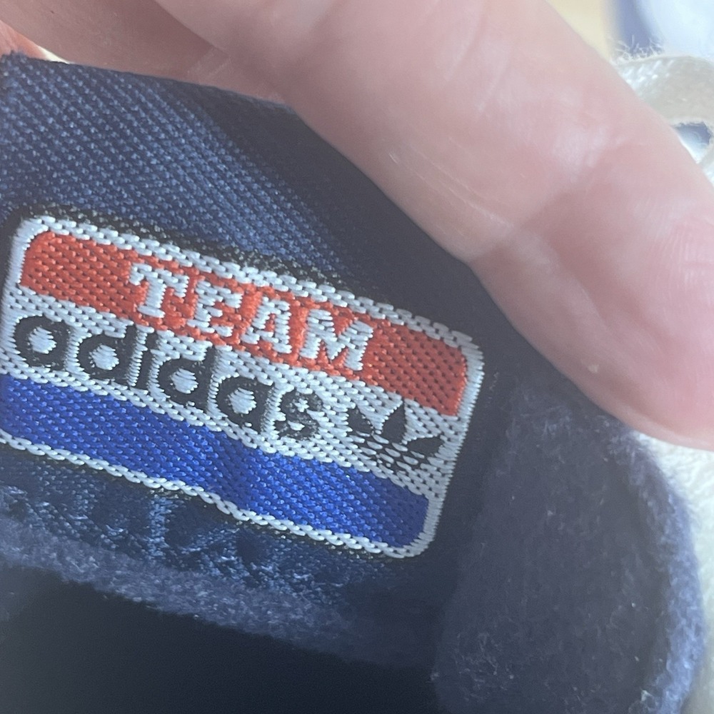 Vintage Adidas Team Leather O Grip Sneakers White Navy Men's Size 11.5 Y2K - Picture 6 of 15